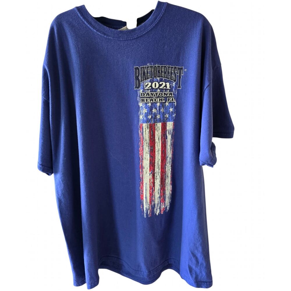 Biketoberfest Daytona Beach 2021 Graphic Skeleton Patriotic Tee Size 2XL